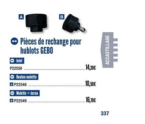 Pièces de rechange pour hublots GEBO .